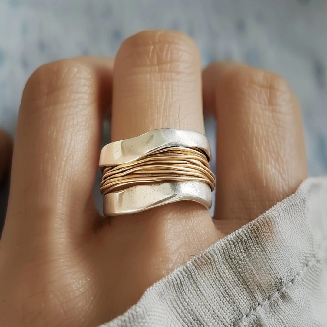 Silver-coated gold wire ring