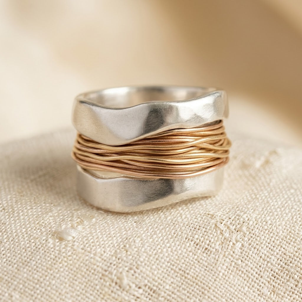 Silver and gold wrap ring