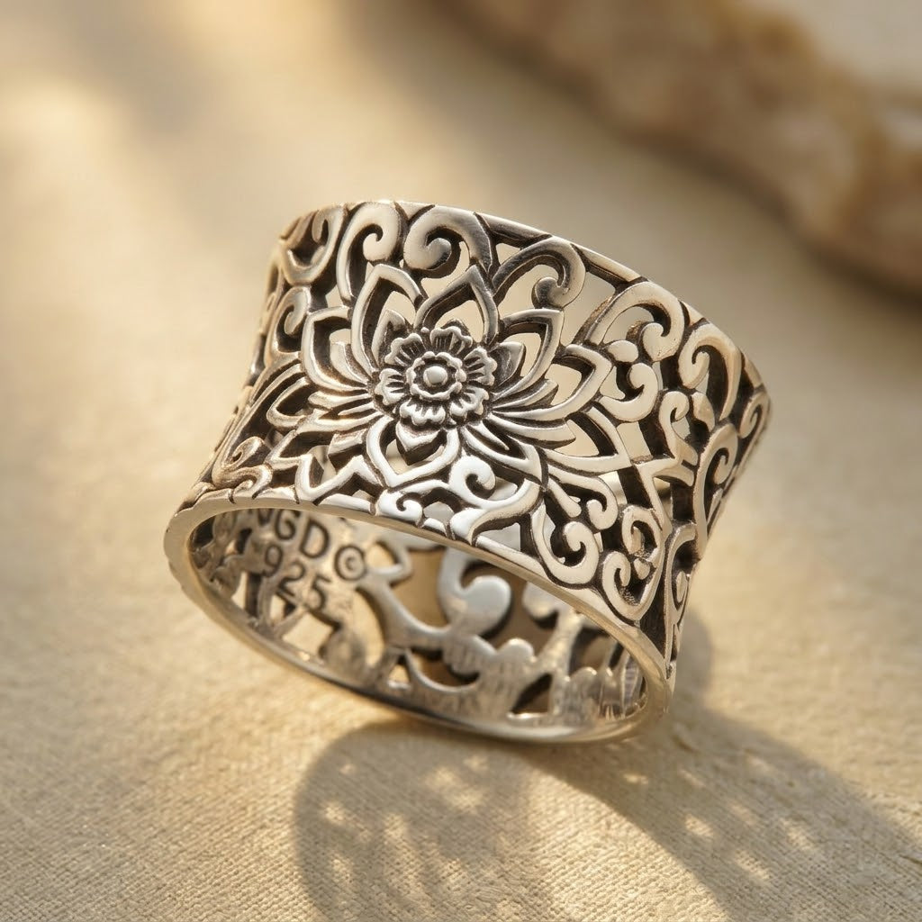 Silver filigree ring