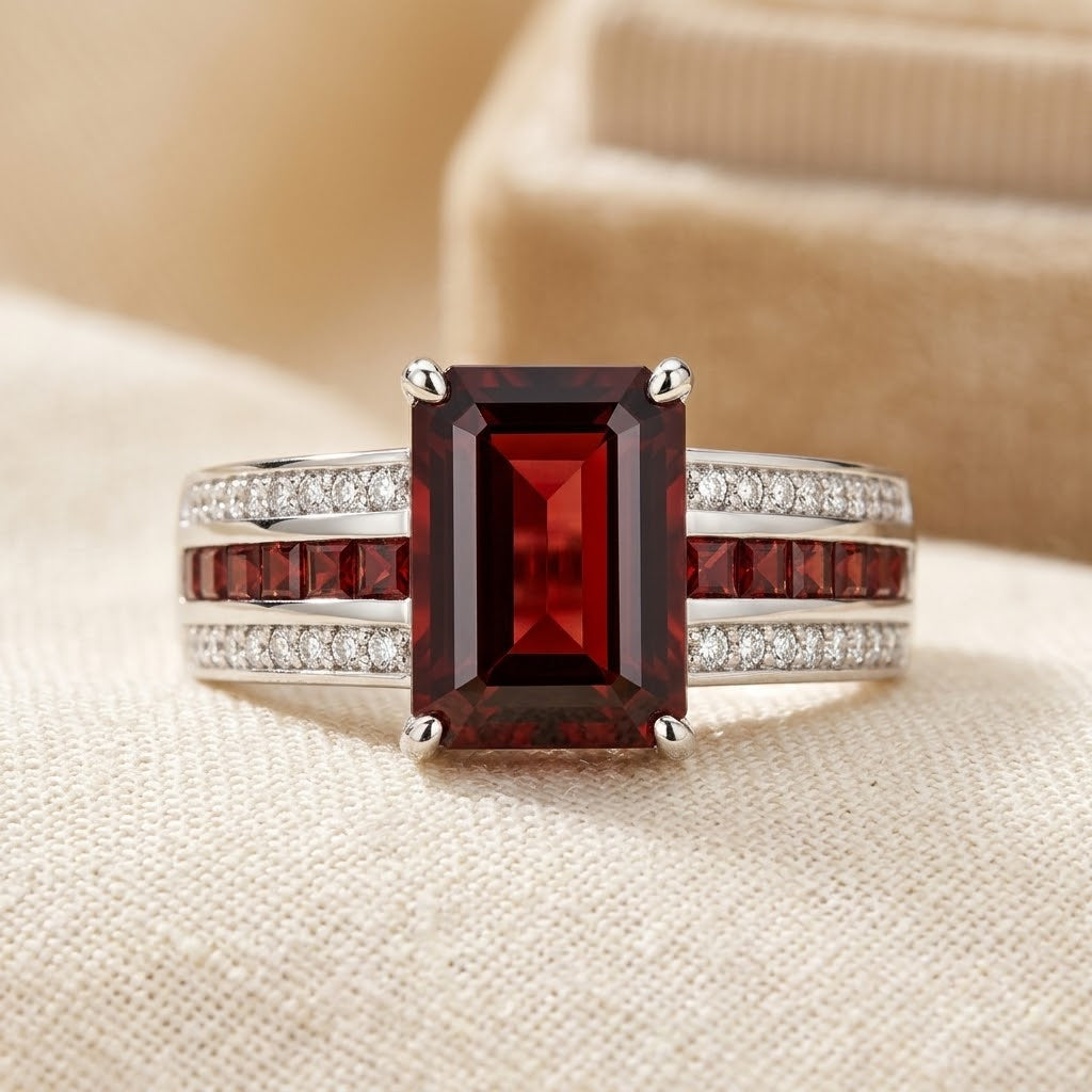 Silver Ruby Split Shank Ring