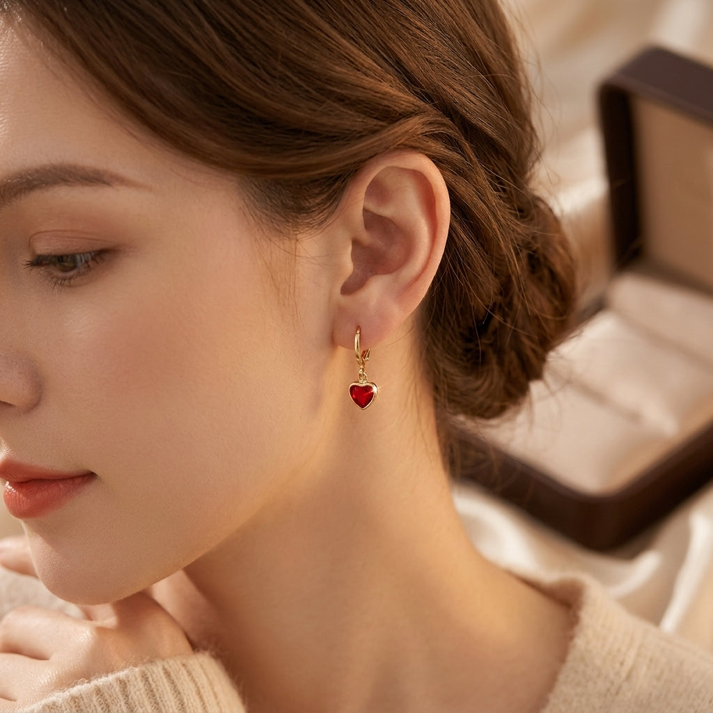 ゴールドルビー ハート ドロップ ピアス